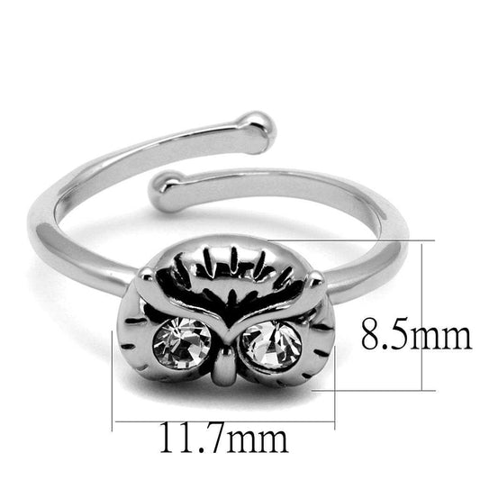 LO4049 - Rhodium Brass Ring with Top Grade Crystal in Clear - Alamode - Flyclothing LLC