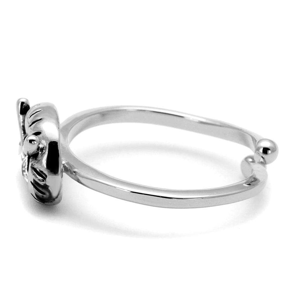 LO4049 - Rhodium Brass Ring with Top Grade Crystal in Clear - Alamode - Flyclothing LLC