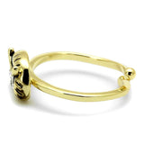 LO4050 - Flash Gold Brass Ring with Top Grade Crystal in Clear - Alamode - Flyclothing LLC