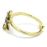 LO4052 - Flash Gold Brass Ring with Top Grade Crystal in Clear - Alamode - Flyclothing LLC