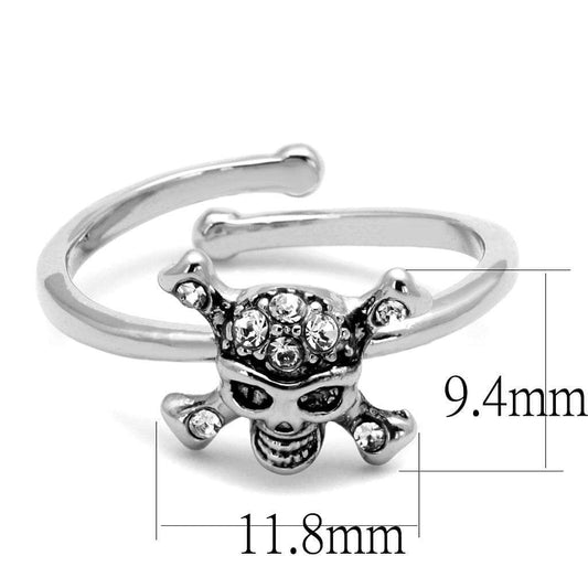 LO4055 - Rhodium Brass Ring with Top Grade Crystal in Clear - Alamode - Flyclothing LLC