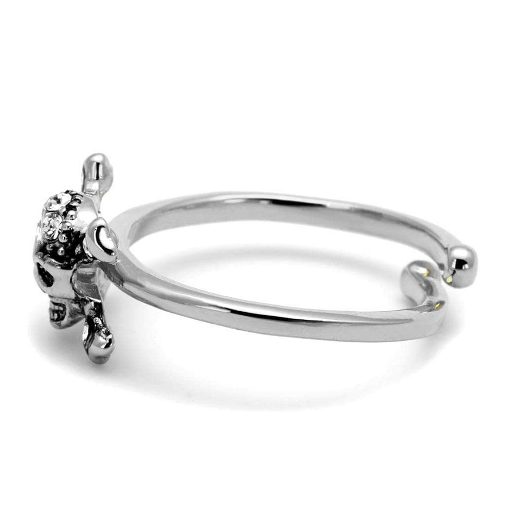 LO4055 - Rhodium Brass Ring with Top Grade Crystal in Clear - Alamode - Flyclothing LLC