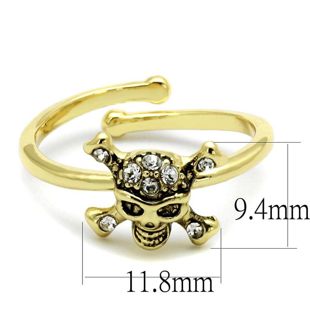 LO4056 - Flash Gold Brass Ring with Top Grade Crystal in Clear - Alamode - Flyclothing LLC
