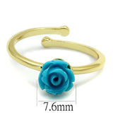 LO4060 - Flash Gold Brass Ring with Synthetic Synthetic Stone in Sea Blue - Alamode - Flyclothing LLC