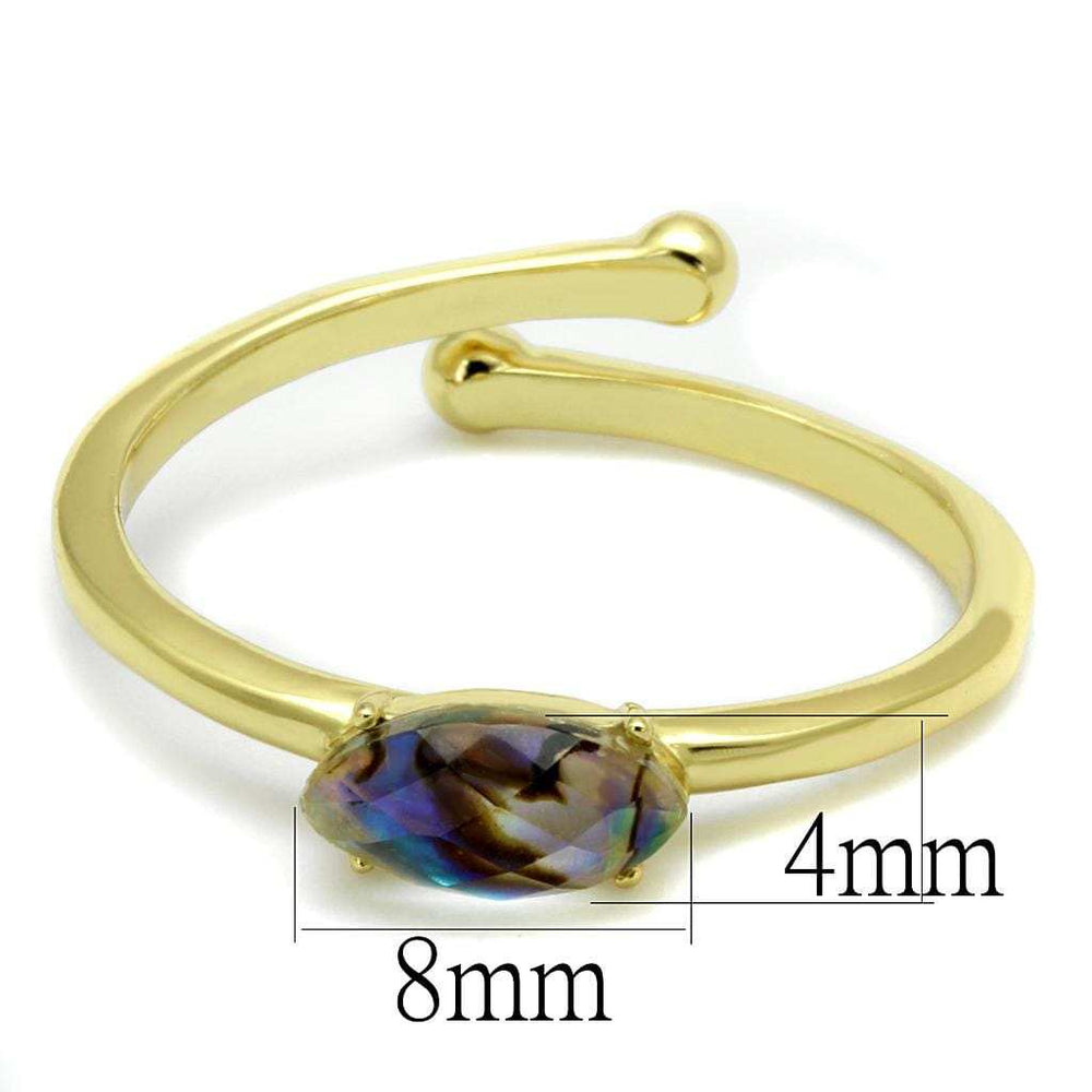 LO4062 - Flash Gold Brass Ring with Precious Stone Conch in Multi Color - Alamode - Flyclothing LLC
