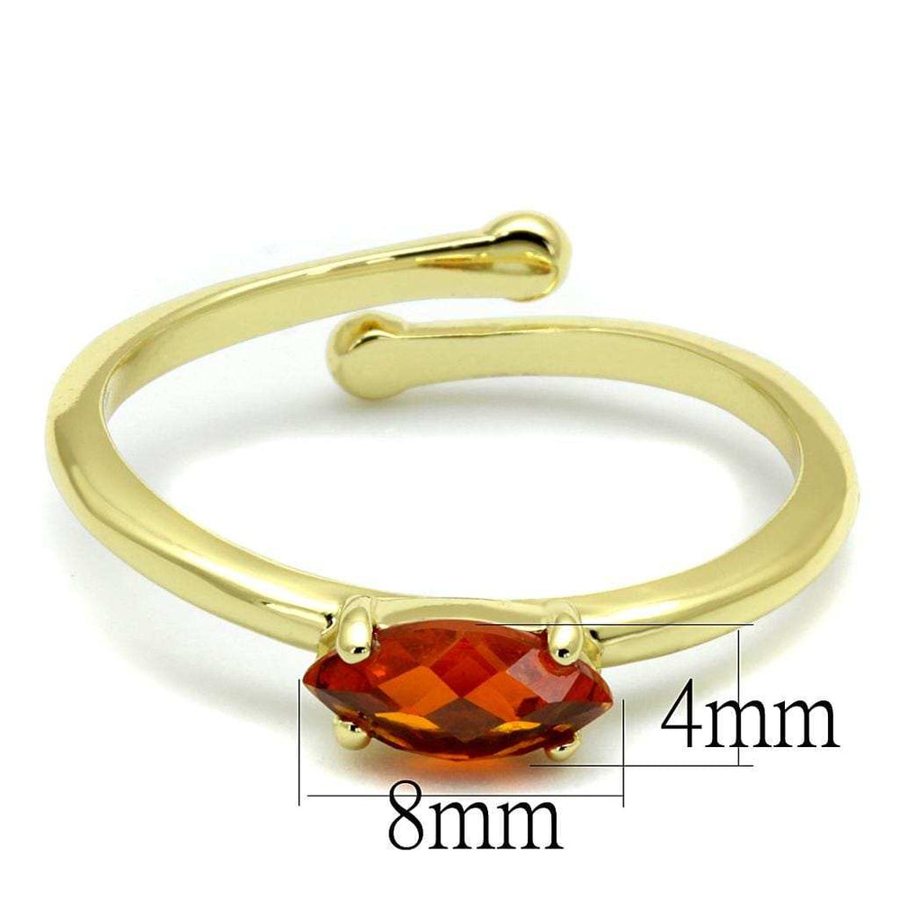 LO4065 - Flash Gold Brass Ring with AAA Grade CZ in Orange - Alamode - Flyclothing LLC