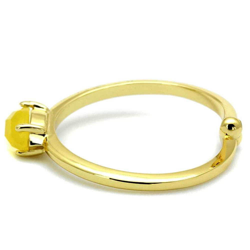 LO4066 - Flash Gold Brass Ring with Synthetic Cat Eye in Topaz - Alamode - Flyclothing LLC