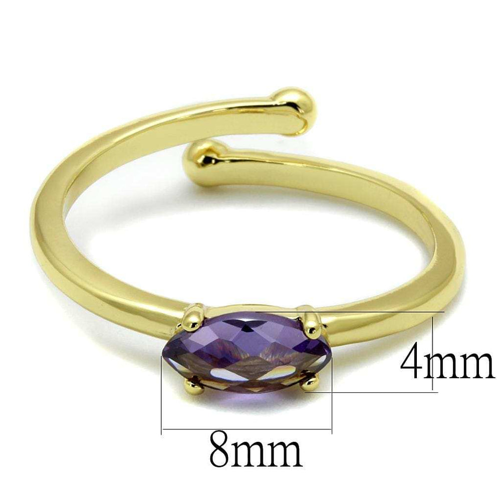 LO4068 - Flash Gold Brass Ring with AAA Grade CZ in Amethyst - Alamode - Flyclothing LLC