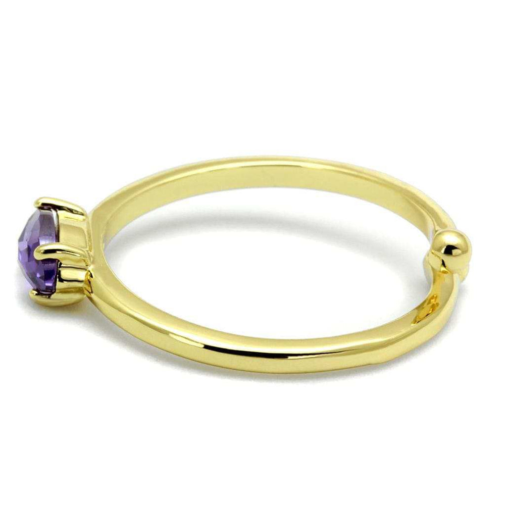 LO4068 - Flash Gold Brass Ring with AAA Grade CZ in Amethyst - Alamode - Flyclothing LLC
