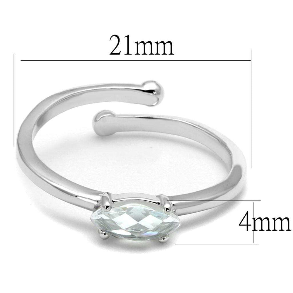 LO4070 - Rhodium Brass Ring with AAA Grade CZ in Clear - Alamode - Flyclothing LLC
