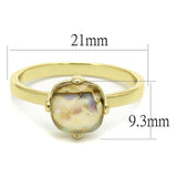 LO4071 - Flash Gold Brass Ring with Precious Stone Conch in Aurora Borealis (Rainbow Effect) - Alamode - Flyclothing LLC