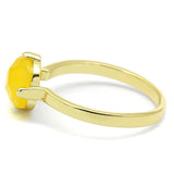 LO4074 - Flash Gold Brass Ring with Synthetic Cat Eye in Topaz - Alamode - Flyclothing LLC