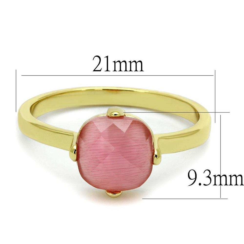 LO4075 - Flash Gold Brass Ring with Synthetic Cat Eye in Rose - Alamode - Flyclothing LLC