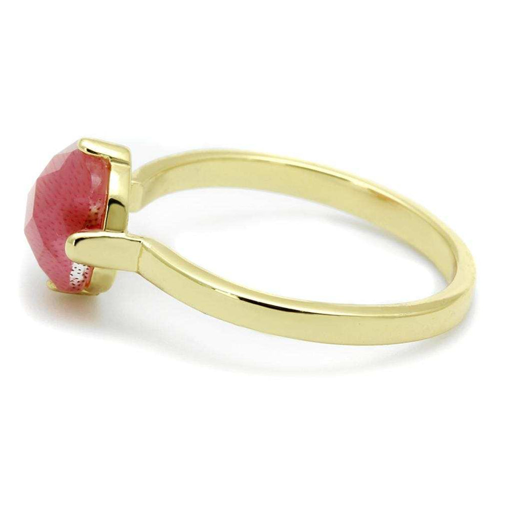 LO4075 - Flash Gold Brass Ring with Synthetic Cat Eye in Rose - Alamode - Flyclothing LLC