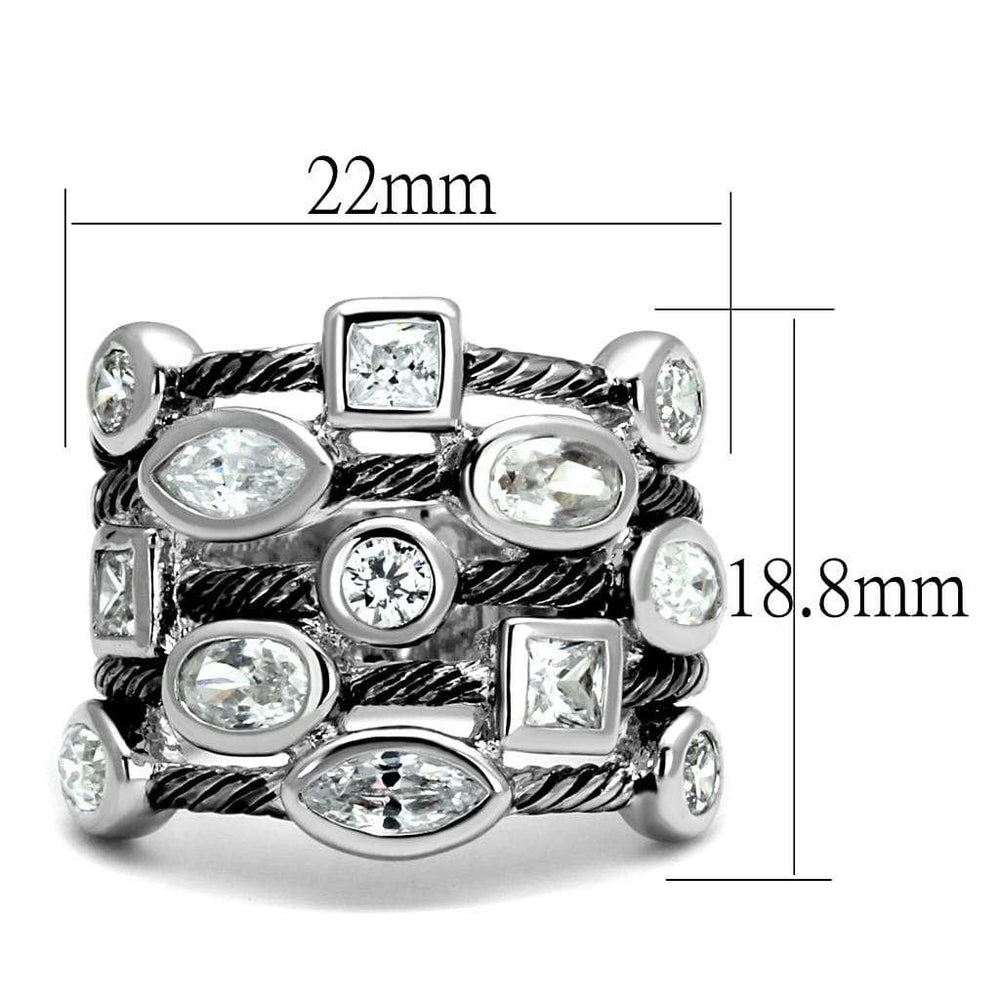 LO4083 - Rhodium Brass Ring with AAA Grade CZ in Clear - Alamode - Flyclothing LLC