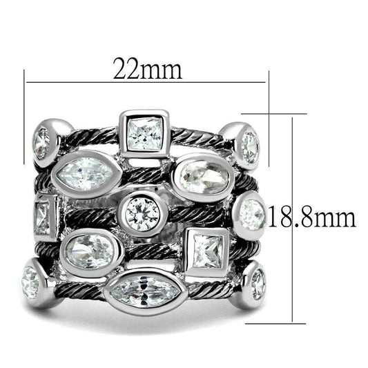 LO4083 - Rhodium Brass Ring with AAA Grade CZ in Clear - Alamode - Flyclothing LLC