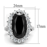 LO4094 - Rhodium Brass Ring with AAA Grade CZ in Black Diamond - Alamode - Flyclothing LLC