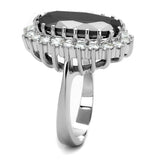 LO4094 - Rhodium Brass Ring with AAA Grade CZ in Black Diamond - Alamode - Flyclothing LLC