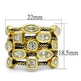 LO4096 - Gold Brass Ring with AAA Grade CZ in Clear - Alamode - Flyclothing LLC