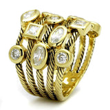 LO4096 - Gold Brass Ring with AAA Grade CZ in Clear - Alamode - Flyclothing LLC