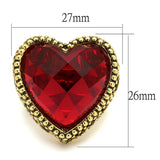 LO4102 - Gold Brass Ring with Synthetic Synthetic Glass in Garnet - Alamode - Flyclothing LLC