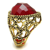 LO4102 - Gold Brass Ring with Synthetic Synthetic Glass in Garnet - Alamode - Flyclothing LLC