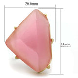 LO4104 - Gold & Brush Brass Ring with Synthetic Cat Eye in Rose - Alamode - Flyclothing LLC