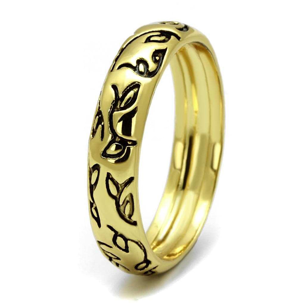 LO4106 - Gold Brass Ring with Epoxy in Jet - Alamode - Flyclothing LLC