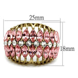 LO4108 - IP Gold(Ion Plating) Brass Ring with Top Grade Crystal in Rose - Alamode - Flyclothing LLC