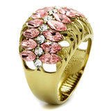 LO4108 - IP Gold(Ion Plating) Brass Ring with Top Grade Crystal in Rose - Alamode - Flyclothing LLC