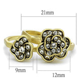 LO4111 - Antique Copper Brass Ring with Top Grade Crystal in Clear - Alamode - Flyclothing LLC