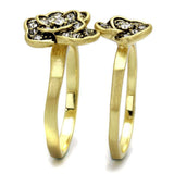 LO4111 - Antique Copper Brass Ring with Top Grade Crystal in Clear - Alamode - Flyclothing LLC