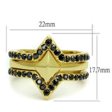 LO4113 - Gold Brass Ring with Top Grade Crystal in Hematite - Alamode - Flyclothing LLC