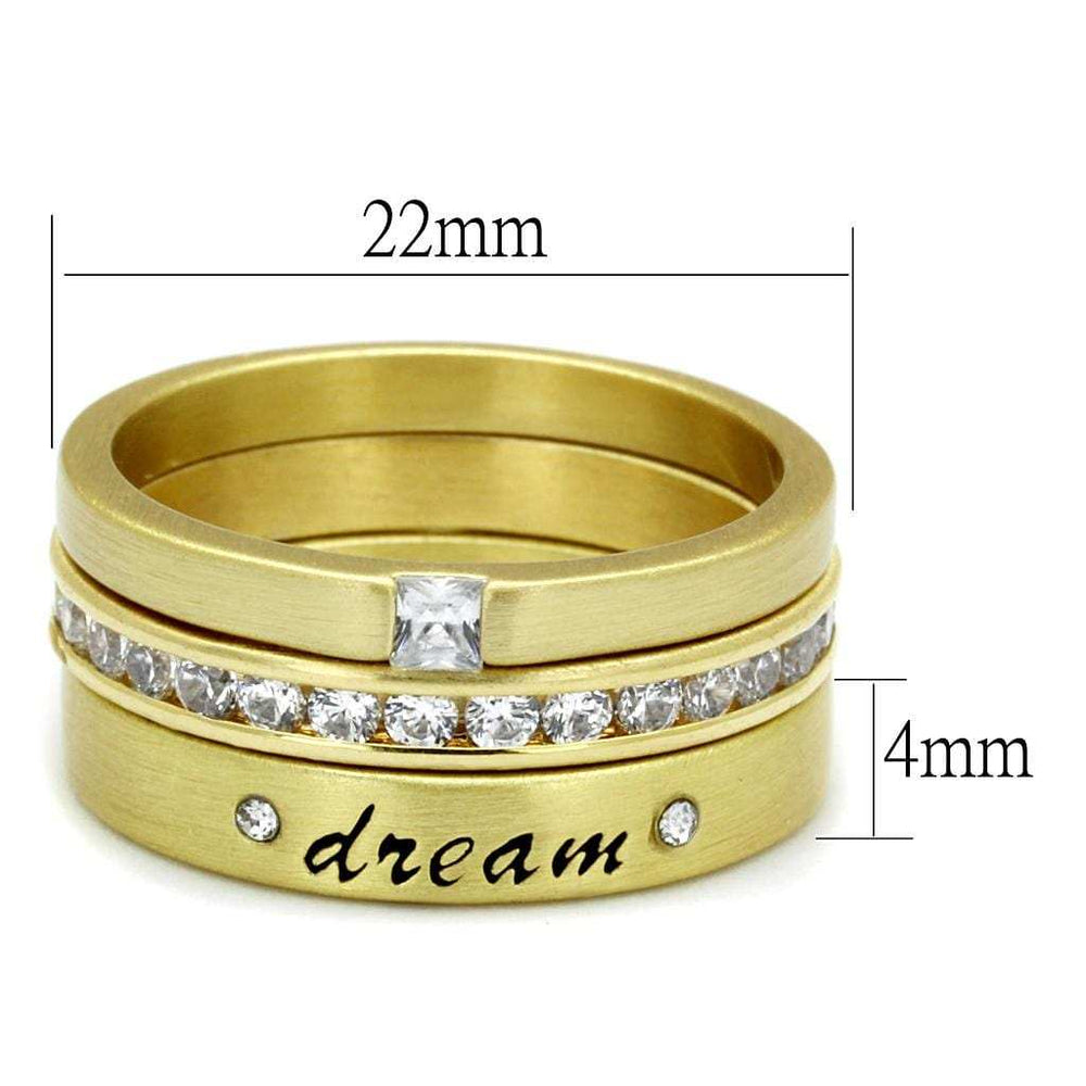 LO4114 - Gold Brass Ring with AAA Grade CZ in Clear - Alamode - Flyclothing LLC