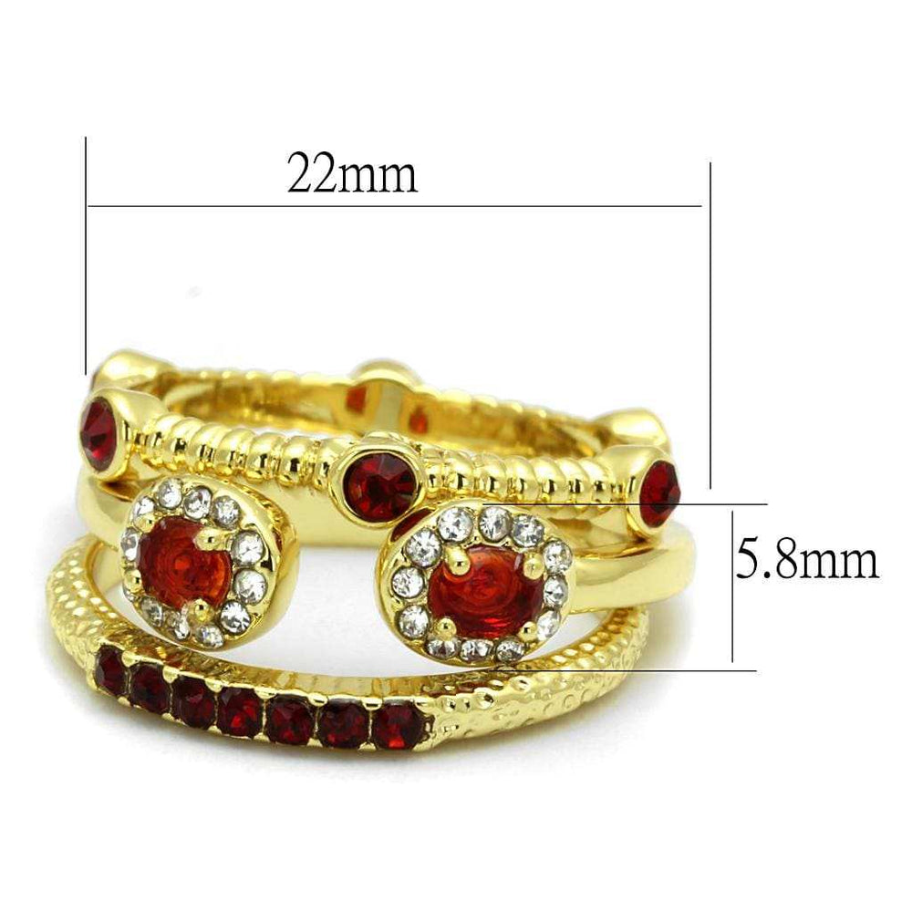 LO4116 - Gold Brass Ring with Top Grade Crystal in Siam - Alamode - Flyclothing LLC