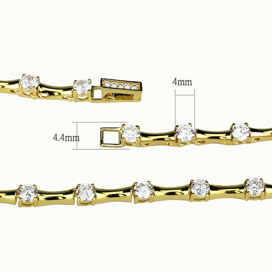 LO4123 - Gold Brass Necklace with AAA Grade CZ in Clear - Alamode - Flyclothing LLC