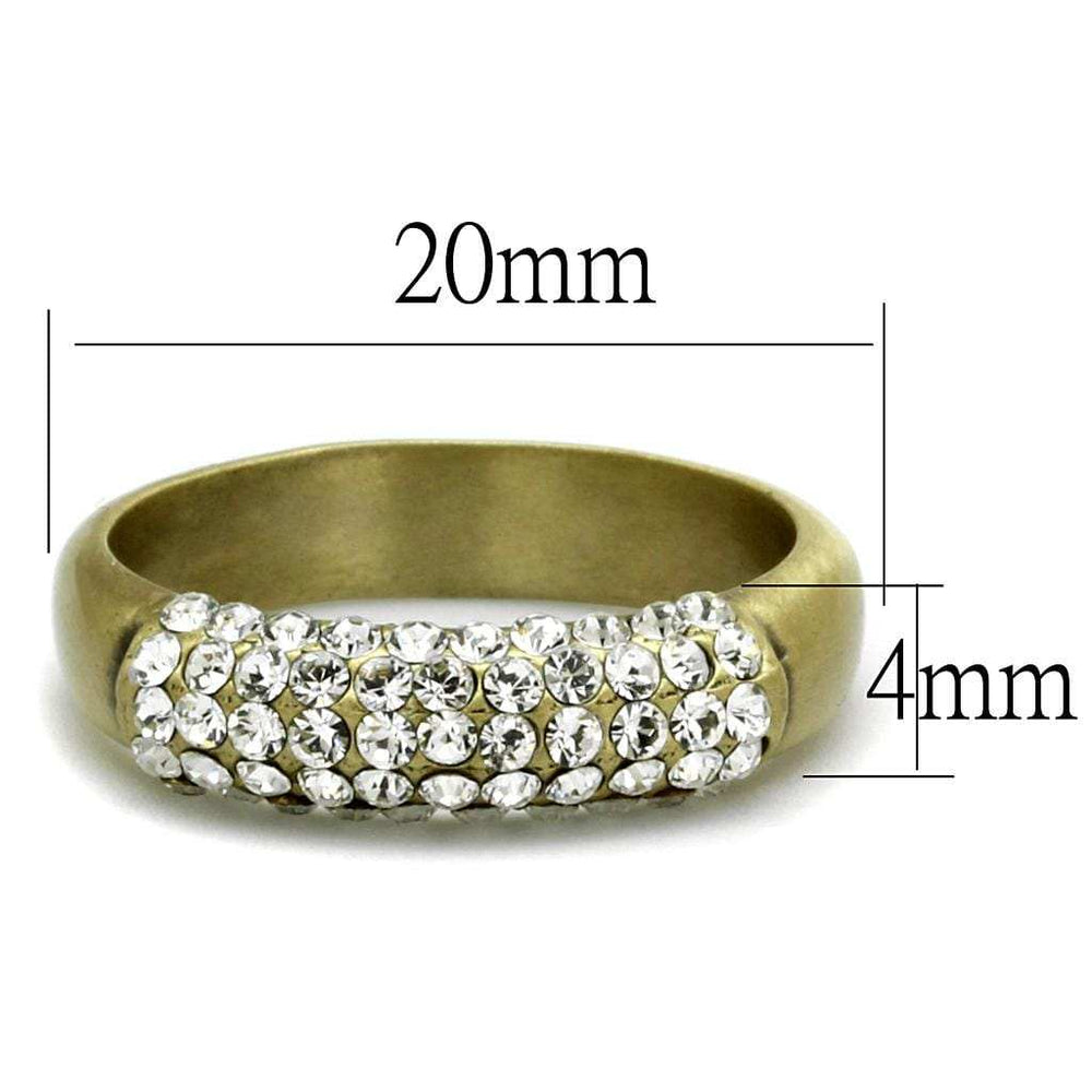 LO4126 - Antique Copper Brass Ring with Top Grade Crystal in Clear - Alamode - Flyclothing LLC