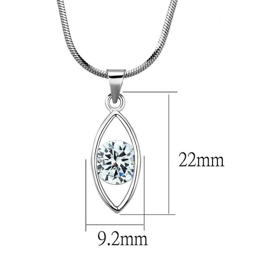 LO4157 - Rhodium Brass Chain Pendant with AAA Grade CZ in Clear - Alamode - Flyclothing LLC