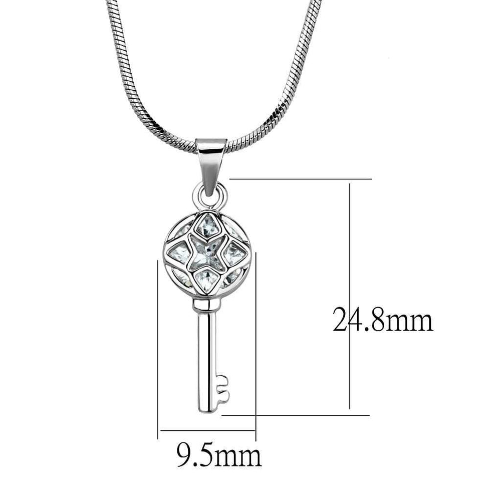 LO4158 - Rhodium Brass Chain Pendant with AAA Grade CZ in Clear - Alamode - Flyclothing LLC