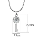 LO4158 - Rhodium Brass Chain Pendant with AAA Grade CZ in Clear - Alamode - Flyclothing LLC