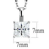 LO4174 - Rhodium Brass Chain Pendant with AAA Grade CZ in Clear - Alamode - Flyclothing LLC