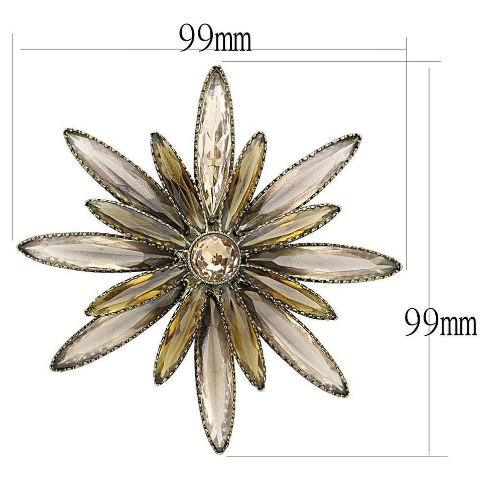 LO4176 - Antique Copper Brass Brooches with Synthetic Synthetic Glass in Champagne - Alamode - Flyclothing LLC
