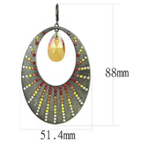 LO4177 - Antique Copper Brass Earrings with Top Grade Crystal in Champagne - Alamode - Flyclothing LLC