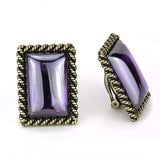 LO4178 - Antique Copper Brass Earrings with AAA Grade CZ in Amethyst - Alamode - Flyclothing LLC