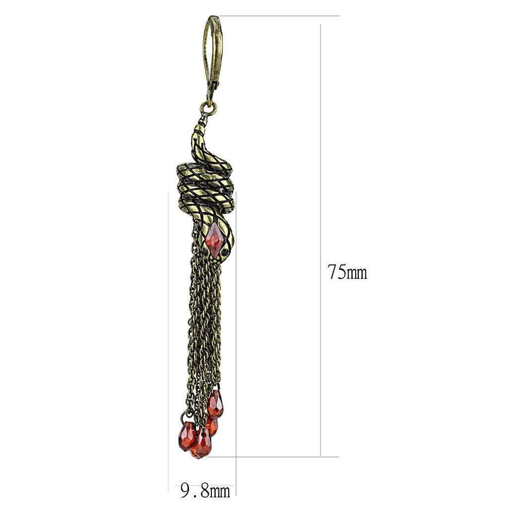 LO4181 - Antique Copper Brass Earrings with AAA Grade CZ in Garnet - Alamode - Flyclothing LLC