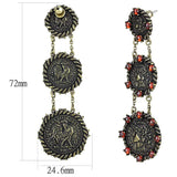 LO4196 - Antique Copper Brass Earrings with AAA Grade CZ in Garnet - Alamode - Flyclothing LLC