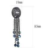 LO4199 - TIN Cobalt Black Brass Earrings with AAA Grade CZ in Clear - Alamode - Flyclothing LLC
