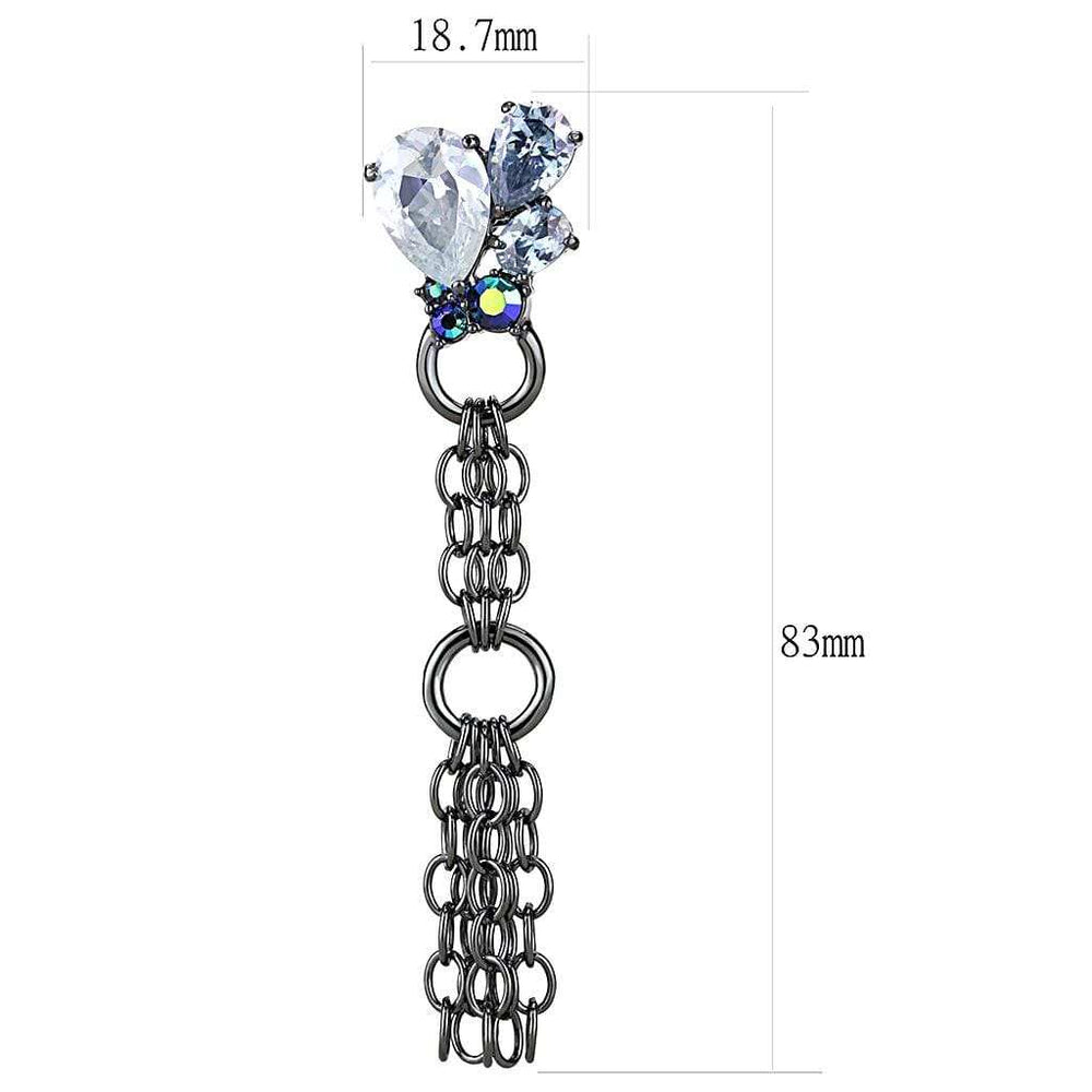 LO4204 - TIN Cobalt Black Brass Earrings with AAA Grade CZ in Clear - Alamode - Flyclothing LLC