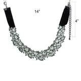 LO4208 - TIN Cobalt Black Brass Necklace with Synthetic Synthetic Glass in Black Diamond - Alamode - Flyclothing LLC