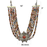 LO4210 - Antique Copper Brass Necklace with Synthetic Onyx in Garnet - Alamode - Flyclothing LLC